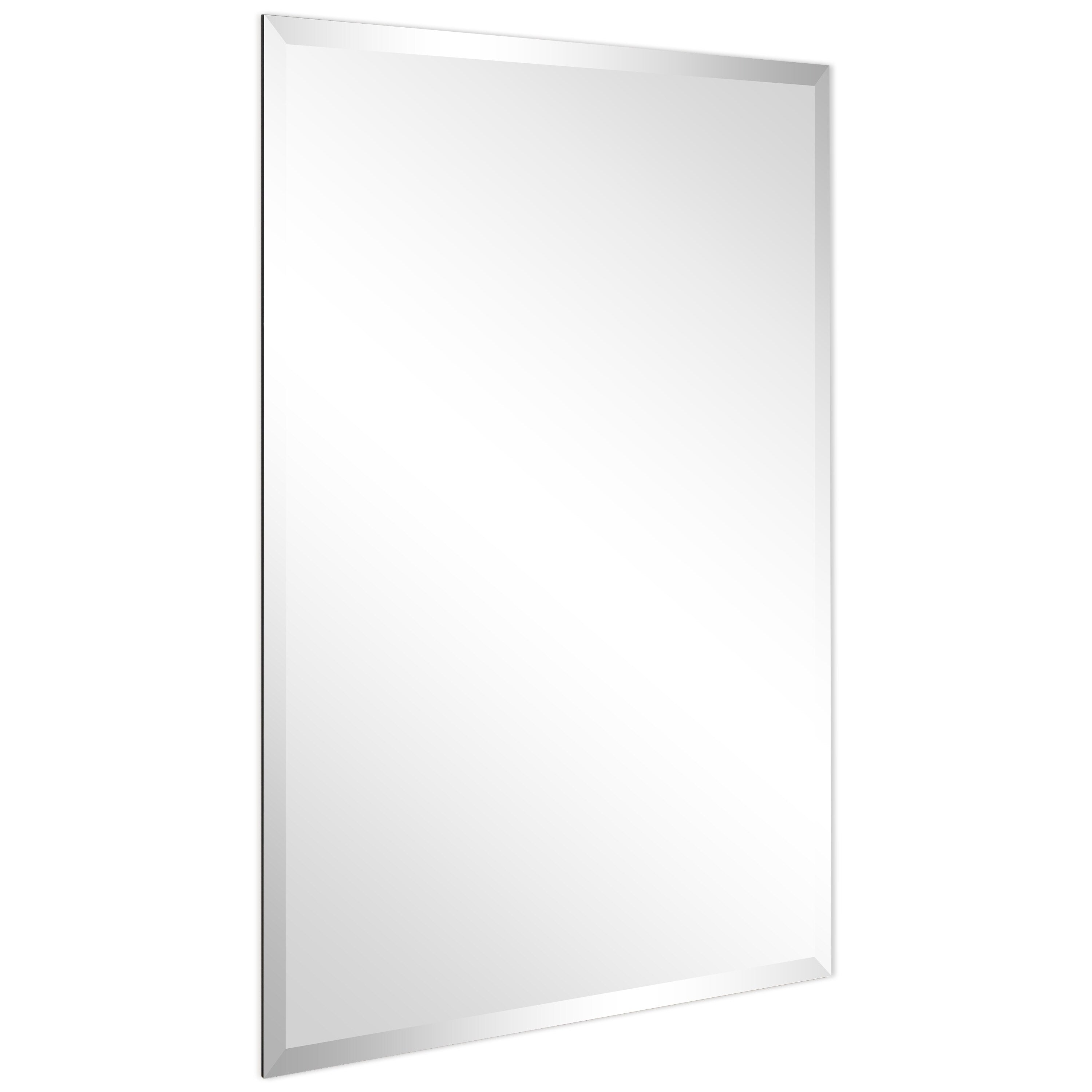 Miroir mural biseauté sans cadre à prisme - Carré/Rectangulaire - Transparent