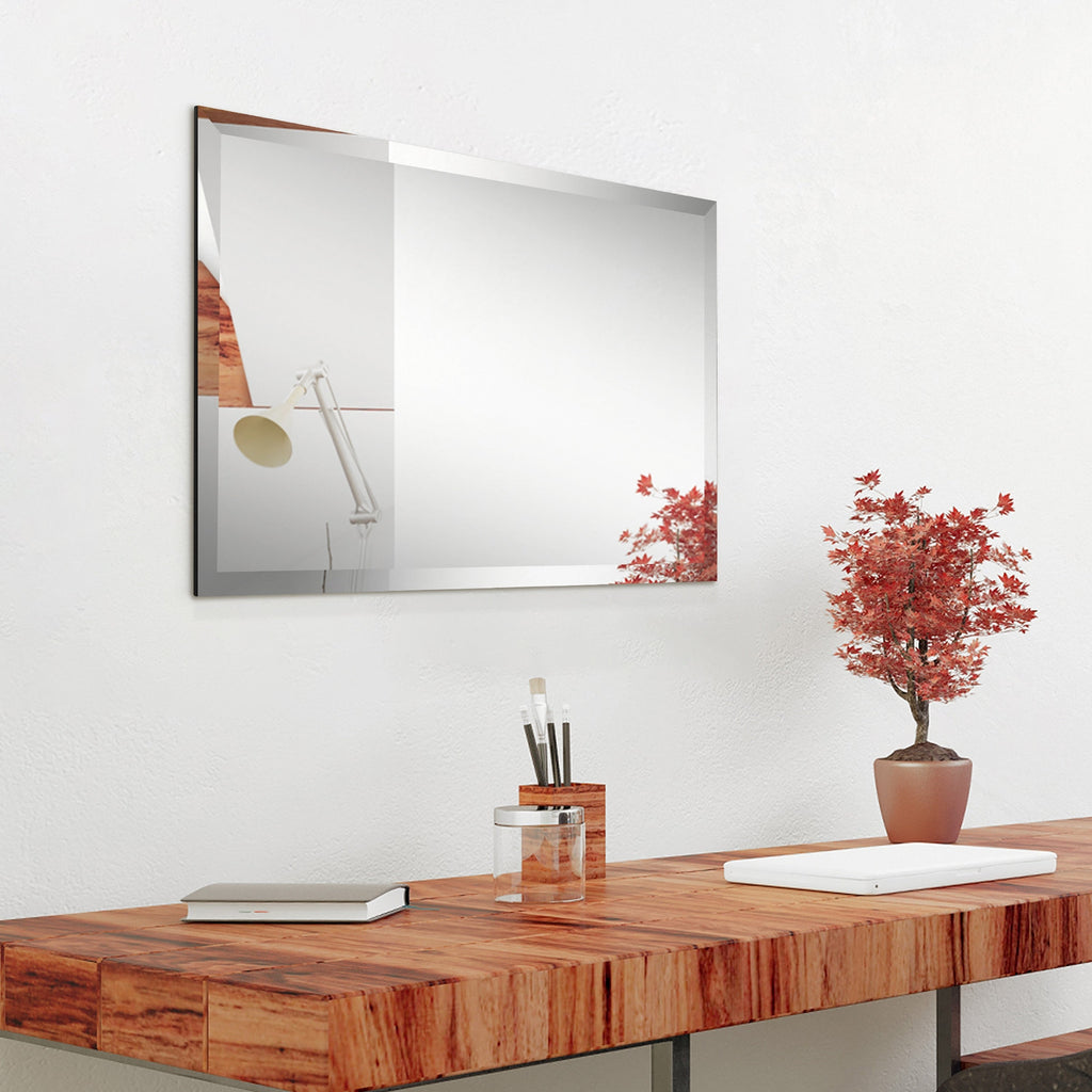 Miroir mural biseauté sans cadre à prisme - Carré/Rectangulaire - Transparent