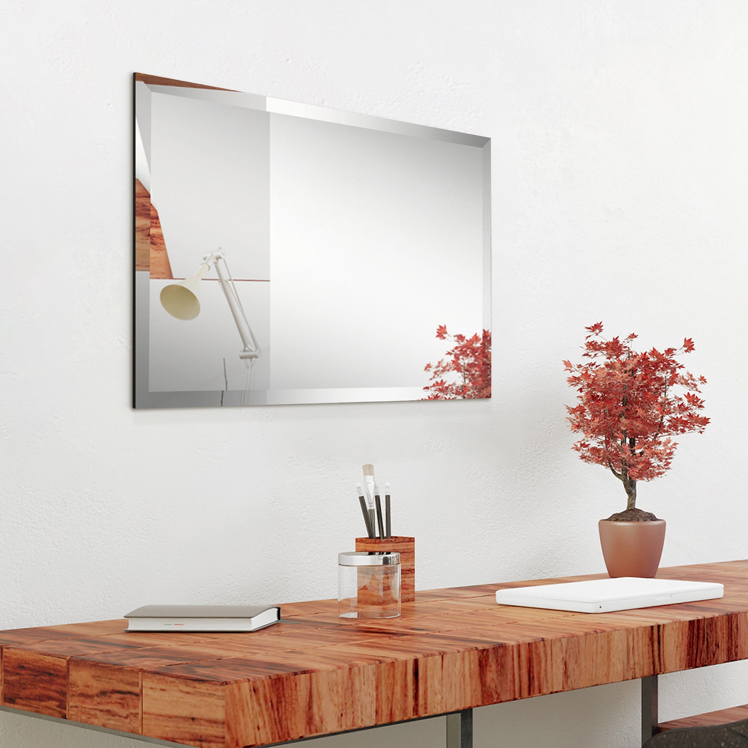 Miroir mural biseauté sans cadre à prisme - Carré/Rectangulaire - Transparent
