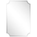 Miroir mural biseauté festonné rectangulaire sans cadre, pour salle de bain, coiffeuse et chambre à coucher, 1 bord biseauté - Transparent