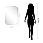 Miroir mural biseauté festonné rectangulaire sans cadre, pour salle de bain, coiffeuse et chambre à coucher, 1 bord biseauté - Transparent