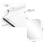 Miroir mural biseauté festonné rectangulaire sans cadre, pour salle de bain, coiffeuse et chambre à coucher, 1 bord biseauté - Transparent