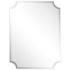 Miroir mural biseauté festonné rectangulaire sans cadre, pour salle de bain, coiffeuse et chambre à coucher, 1 bord biseauté - Transparent