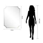 Miroir mural biseauté festonné rectangulaire sans cadre, pour salle de bain, coiffeuse et chambre à coucher, 1 bord biseauté - Transparent