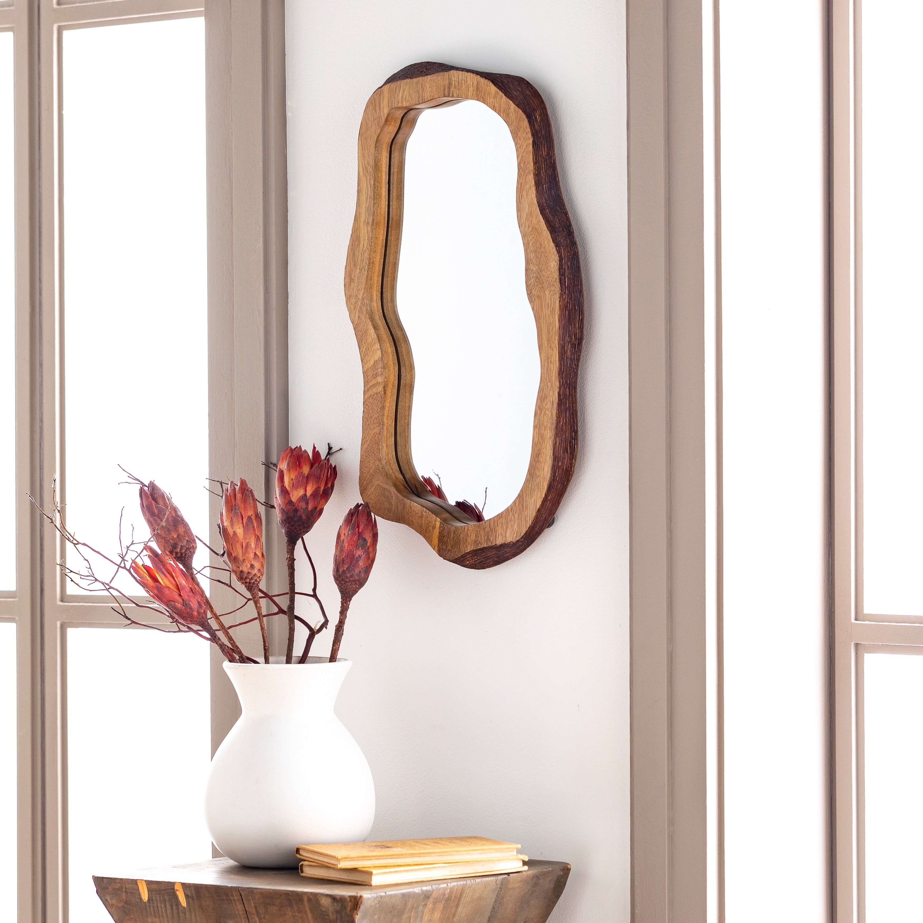 Miroir oblong en bois naturel Freja de Livabliss