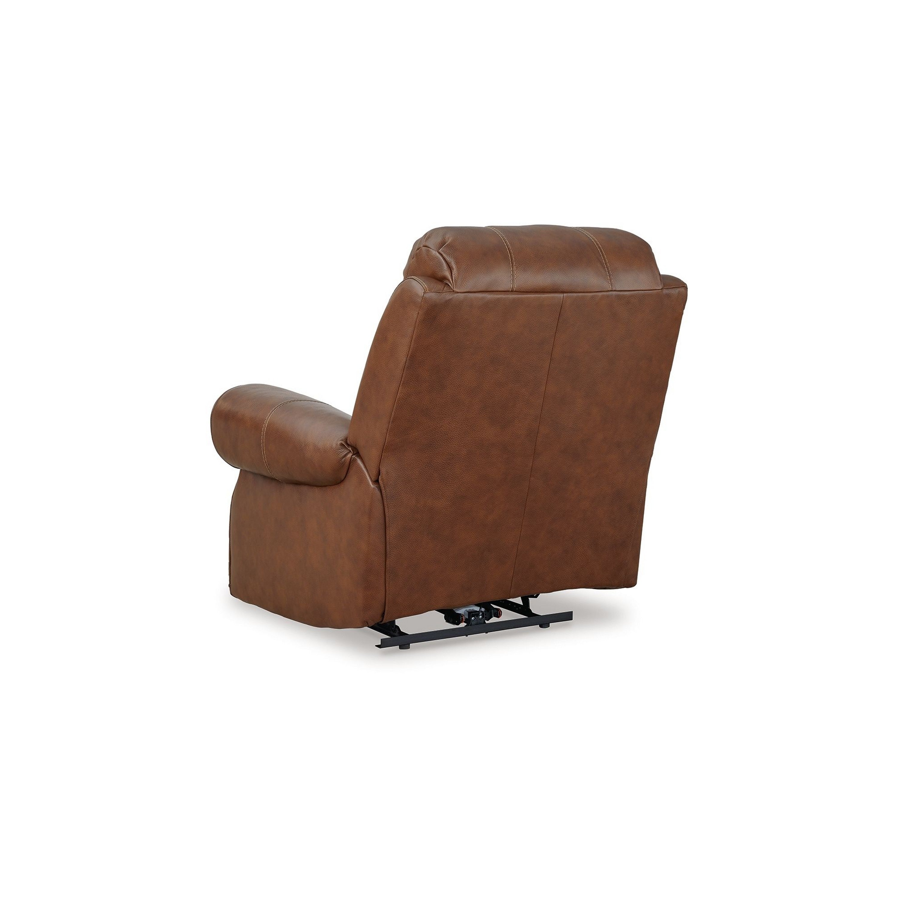 Fauteuil inclinable électrique Freye, USB, cuir marron clair rembourré moelleux