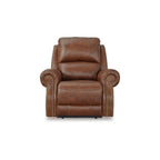 Fauteuil inclinable électrique Freye, USB, cuir marron clair rembourré moelleux