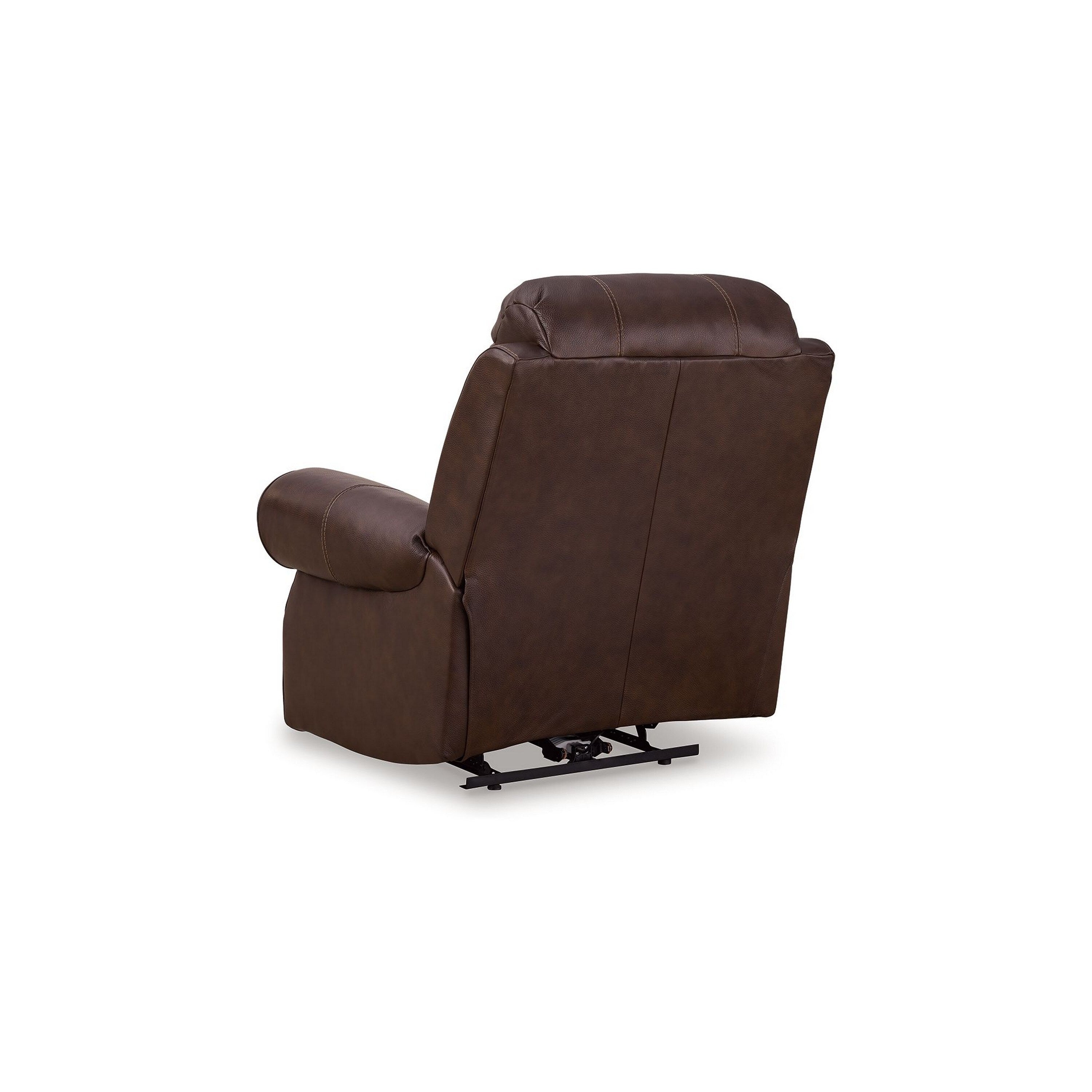 Fauteuil inclinable électrique Freye, USB, sans paroi, cuir marron foncé, garniture cloutée