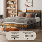 Cadre de lit plateforme en métal pour lit simple, double, queen ou king size avec tête de lit rembourrée et rangement