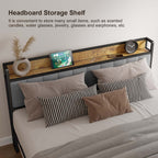Cadre de lit plateforme en métal pour lit simple, double, queen ou king size avec tête de lit rembourrée et rangement
