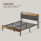 Cadre de lit plateforme en métal pour lit simple, double, queen ou king size avec tête de lit rembourrée et rangement