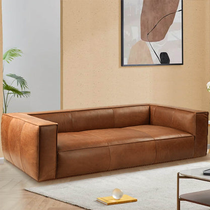 Canapé de salon UR en cuir aniline, canapé moderne en cuir véritable pour salon - 100 l x 43 P x 26,25 H