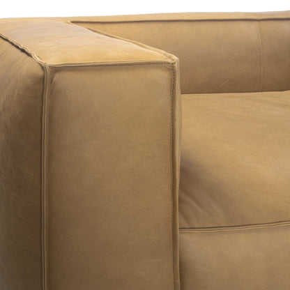 Canapé de salon UR en cuir aniline, canapé moderne en cuir véritable pour salon - 100 l x 43 P x 26,25 H