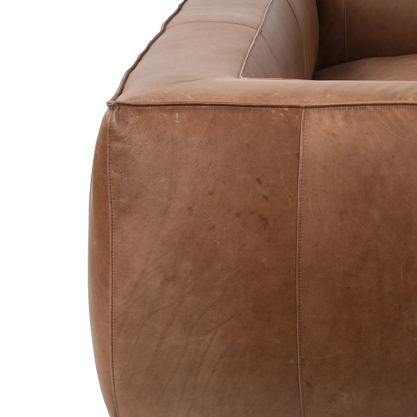 Canapé de salon UR en cuir aniline, canapé moderne en cuir véritable pour salon - 100 l x 43 P x 26,25 H