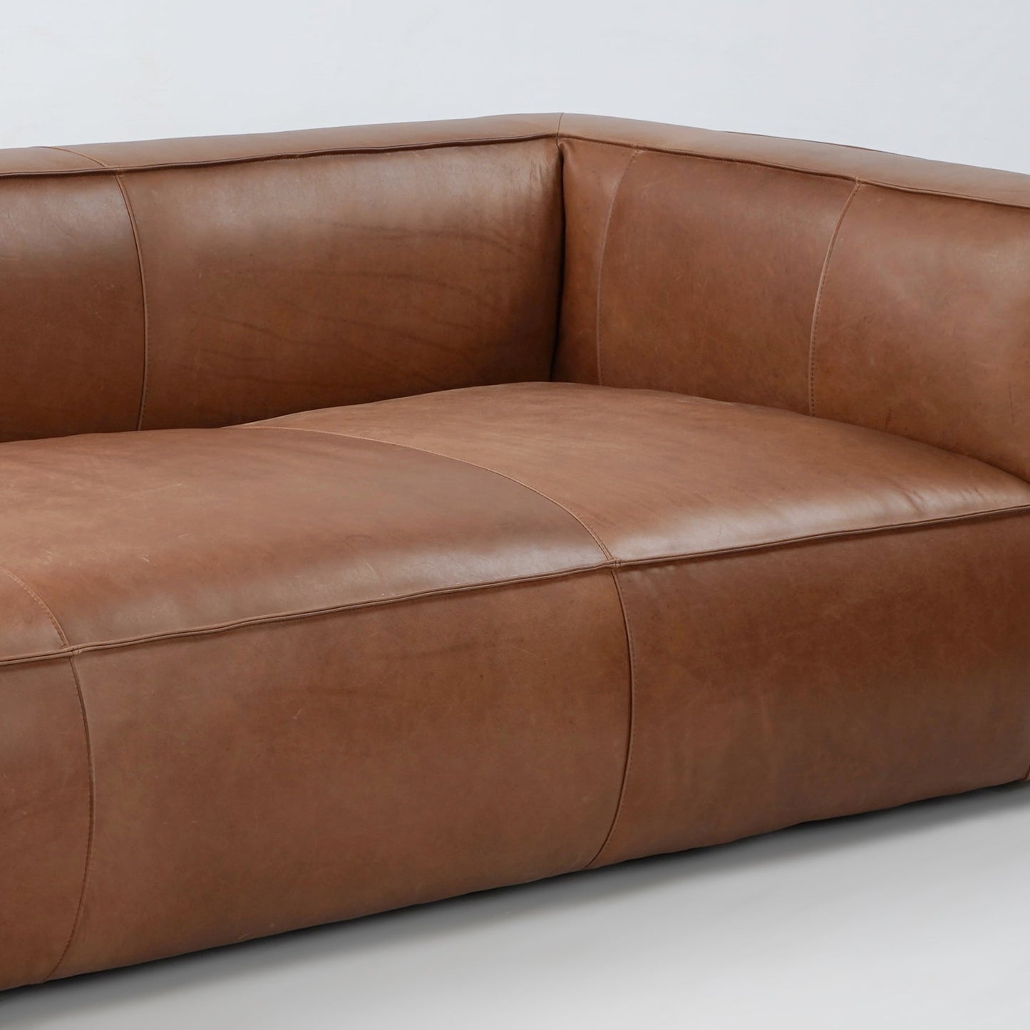 Canapé de salon UR en cuir aniline, canapé moderne en cuir véritable pour salon - 100 l x 43 P x 26,25 H
