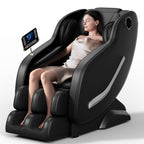 Fauteuil de massage complet, fauteuil inclinable à gravité zéro avec airbags, thermothérapie et haut-parleurs Hi-Fi, commande par écran tactile LCD