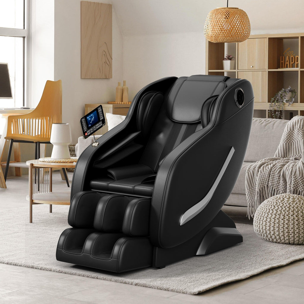 Fauteuil de massage complet, fauteuil inclinable à gravité zéro avec airbags, thermothérapie et haut-parleurs Hi-Fi, commande par écran tactile LCD