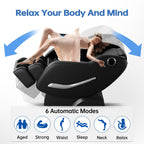 Fauteuil de massage complet, fauteuil inclinable à gravité zéro avec airbags, thermothérapie et haut-parleurs Hi-Fi, commande par écran tactile LCD