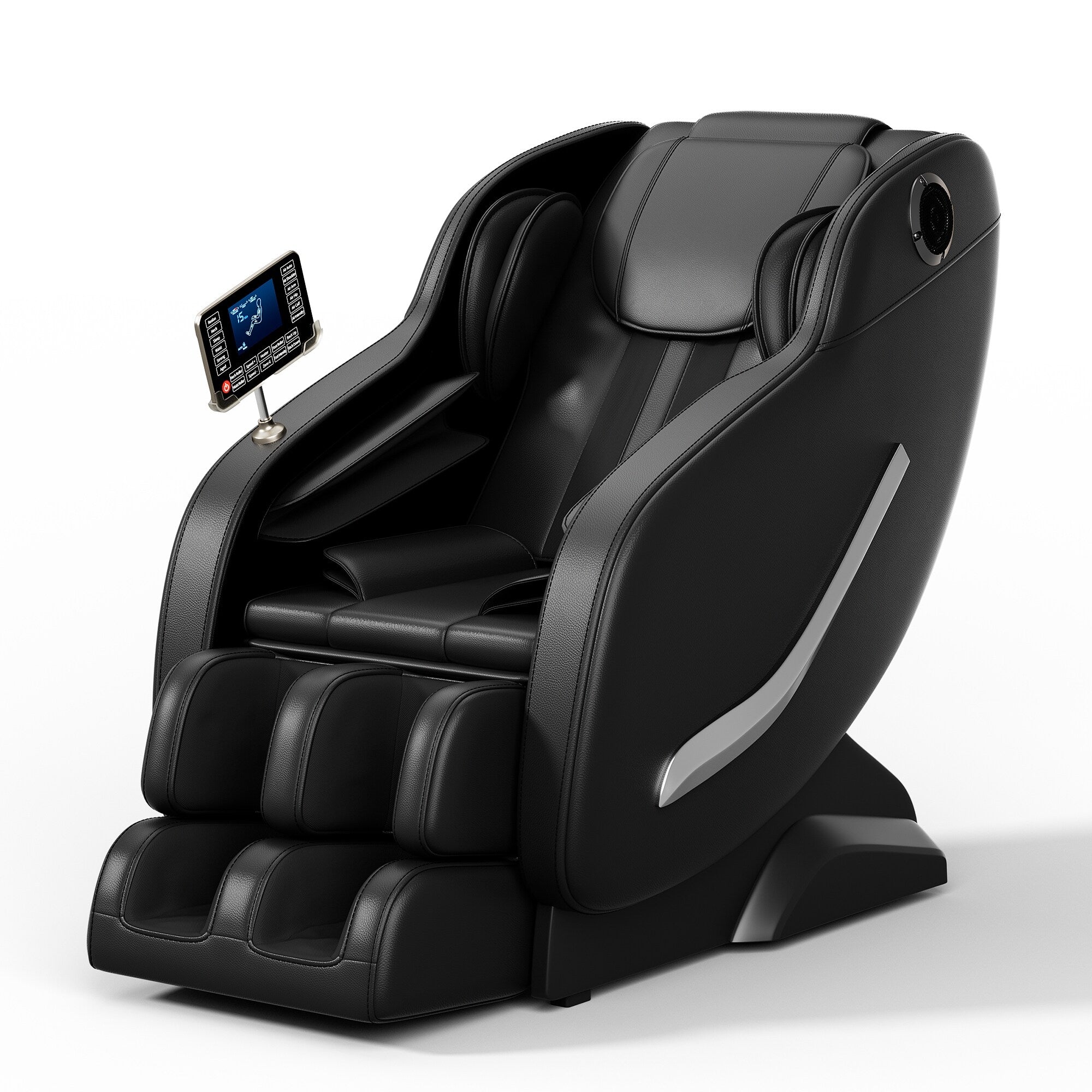 Fauteuil de massage complet, fauteuil inclinable à gravité zéro avec airbags, thermothérapie et haut-parleurs Hi-Fi, commande par écran tactile LCD