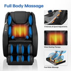 Fauteuil de massage complet, fauteuil inclinable à gravité zéro avec airbags, thermothérapie et haut-parleurs Hi-Fi, commande par écran tactile LCD