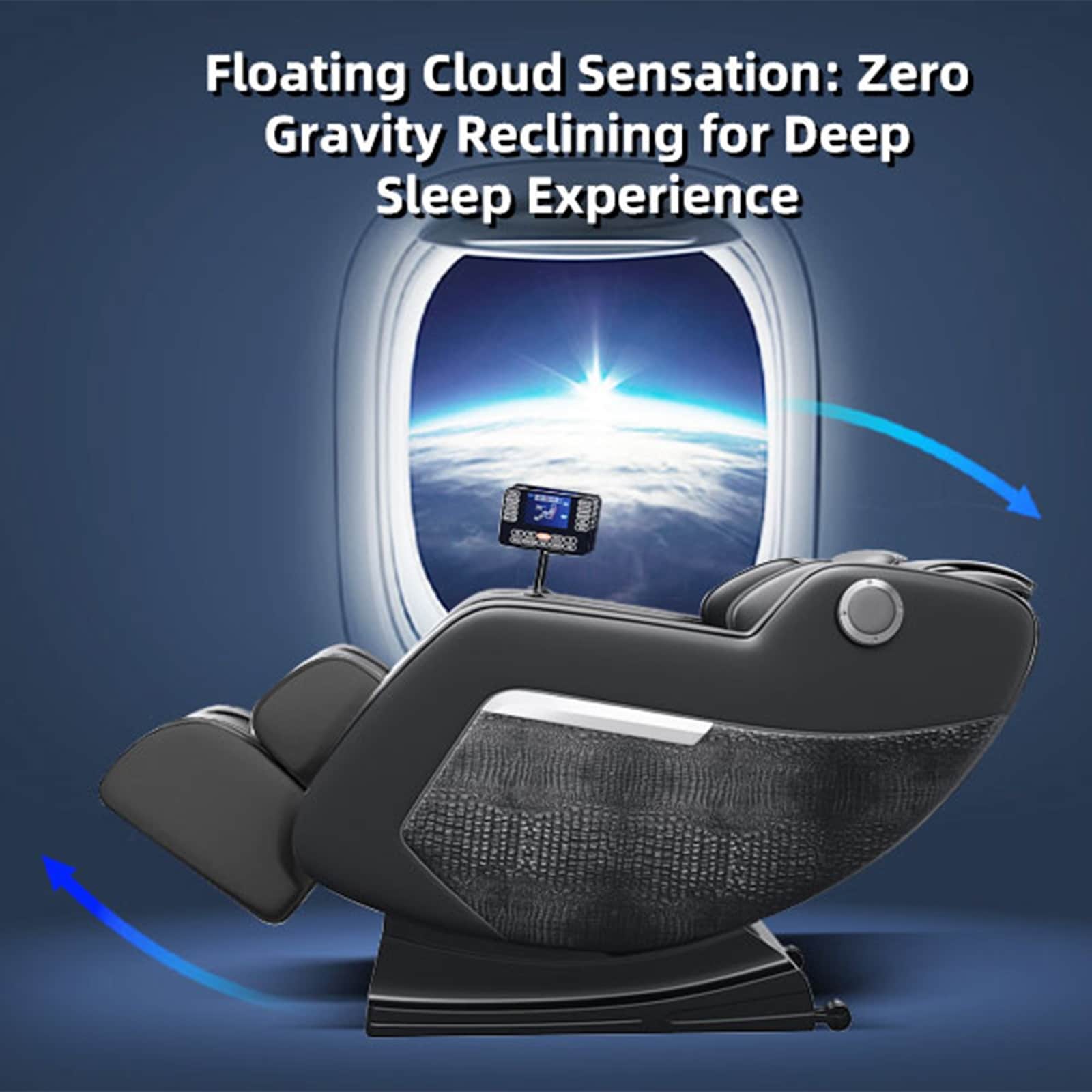 Fauteuil de massage complet du corps, fauteuil inclinable à gravité zéro, massage par thermothérapie, système de massage à air et techniques de shiatsu et de pétrissage