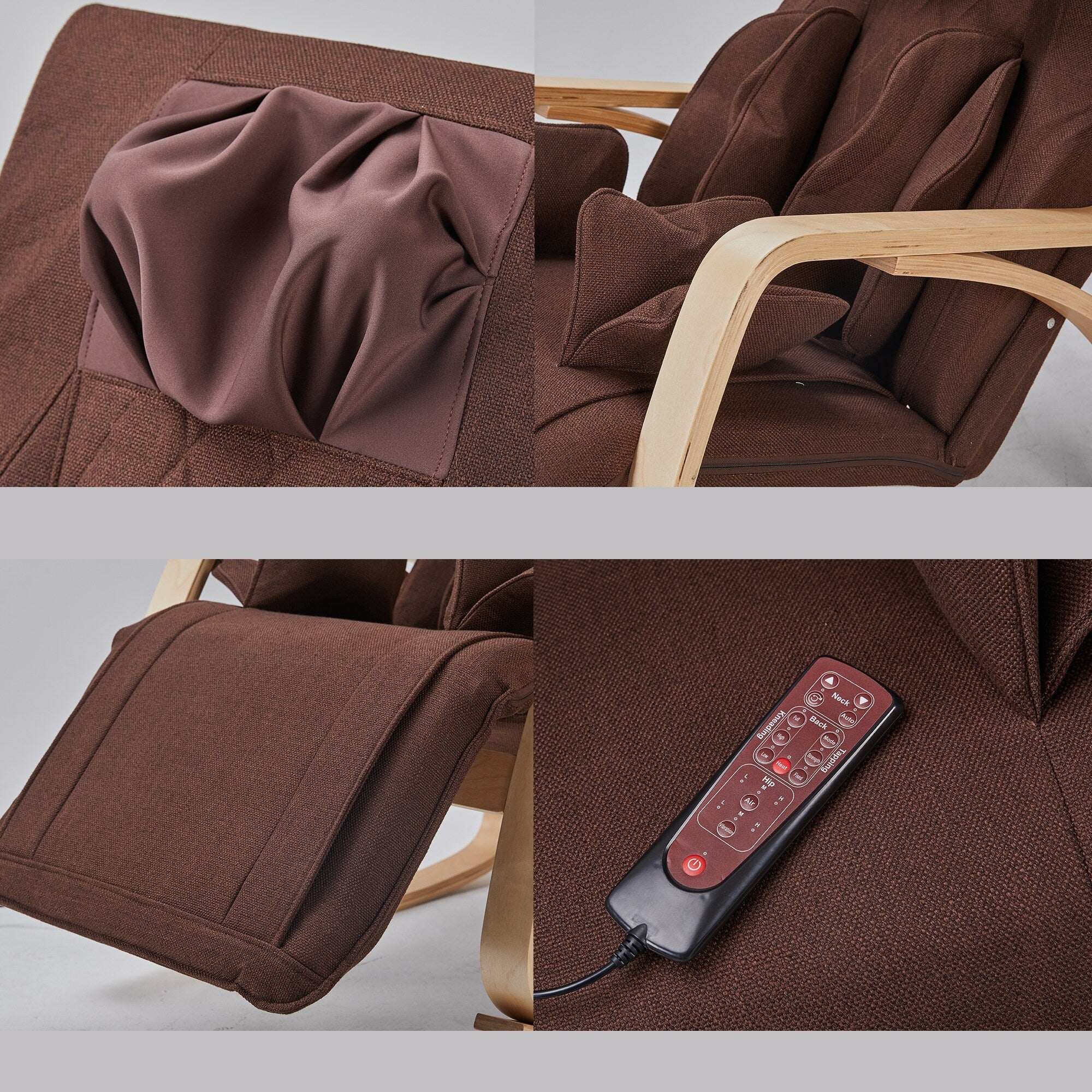 Fauteuil inclinable de massage complet du corps avec bascule et chauffage, réglage sur 5 angles, massage des hanches par airbag, pétrissage du cou