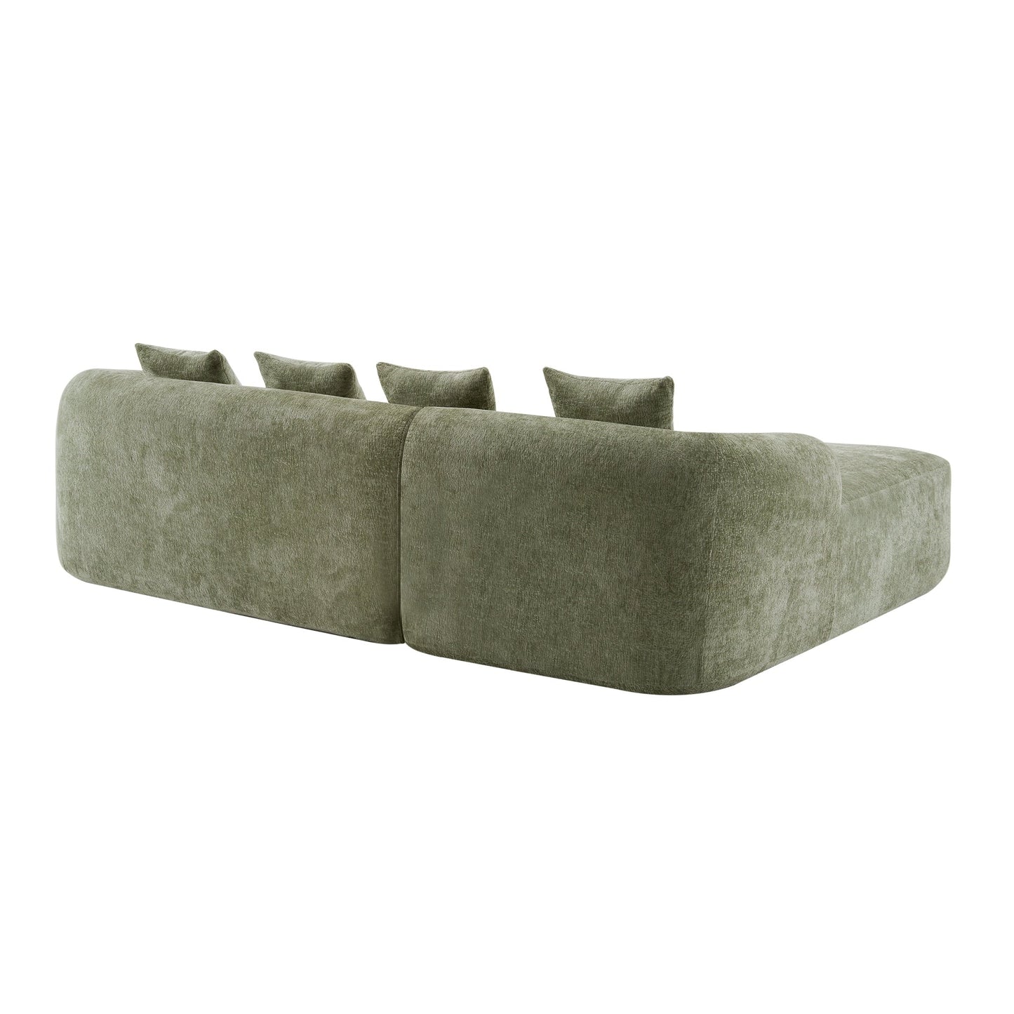 Canapé sectionnel en L à compression complète avec méridienne incurvée, canapé modulaire en chenille, canapé à compression