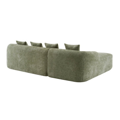 Canapé sectionnel en L à compression complète avec méridienne incurvée, canapé modulaire en chenille, canapé à compression