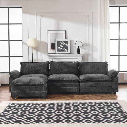 Canapé KD double coussin en chenille avec pouf