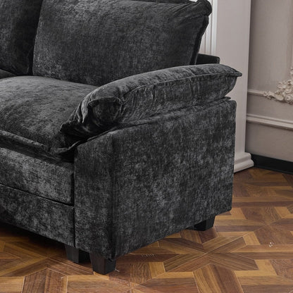 Canapé KD double coussin en chenille avec pouf
