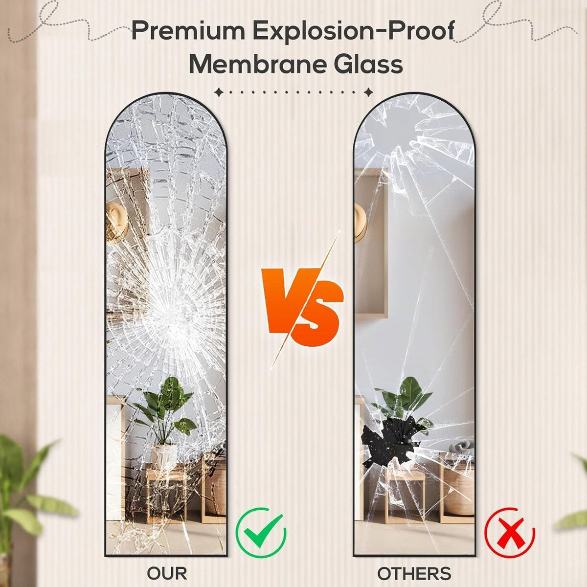 Miroir pleine longueur avec support, miroir de sol avec cadre en alliage d'aluminium pour chambre à coucher, miroir mural sur pied pour vestiaire