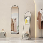 Miroir pleine longueur avec support, miroir de sol avec cadre en alliage d'aluminium pour chambre à coucher, miroir mural sur pied pour vestiaire