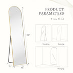 Miroir pleine longueur avec support, miroir de sol avec cadre en alliage d'aluminium pour chambre à coucher, miroir mural sur pied pour vestiaire