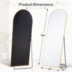 Miroir pleine longueur avec support, miroir de sol avec cadre en alliage d'aluminium pour chambre à coucher, miroir mural sur pied pour vestiaire