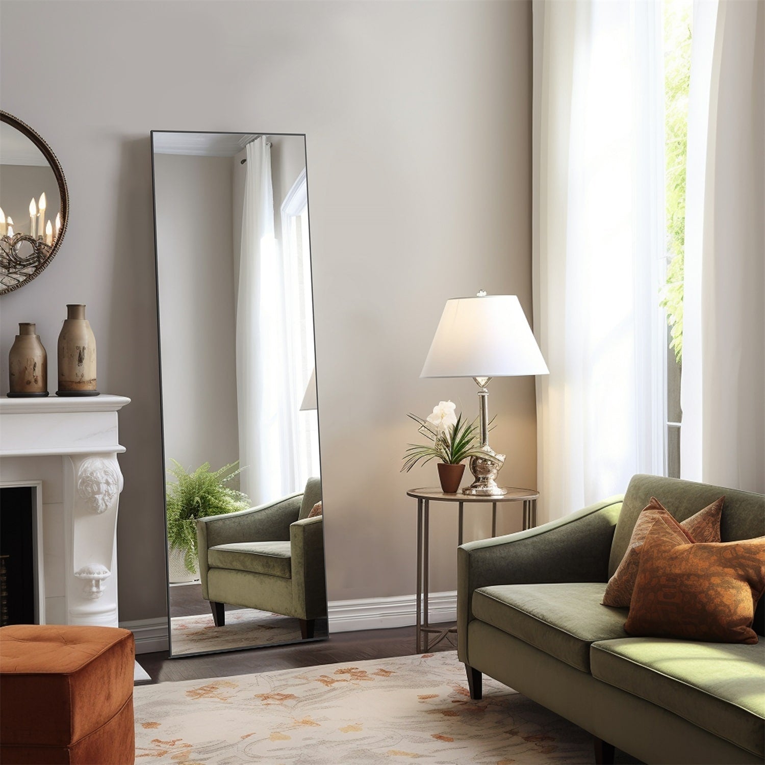 Miroir pleine longueur avec support, miroir de sol avec cadre en alliage d'aluminium pour chambre à coucher, miroir mural sur pied pour vestiaire