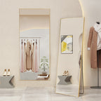 Miroir pleine longueur avec support, miroir de sol avec cadre en alliage d'aluminium pour chambre à coucher, miroir mural sur pied pour vestiaire
