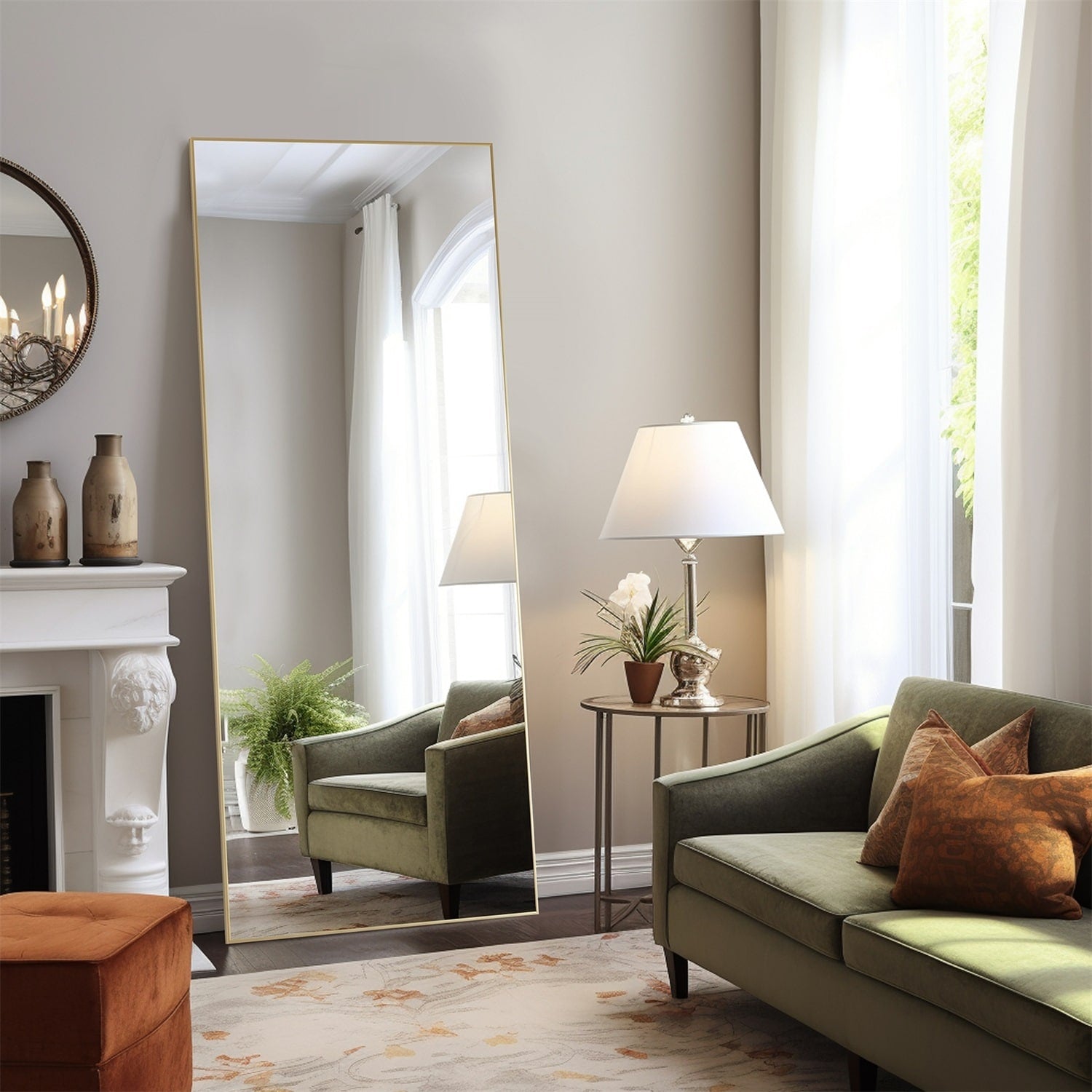 Miroir pleine longueur avec support, miroir de sol avec cadre en alliage d'aluminium pour chambre à coucher, miroir mural sur pied pour vestiaire