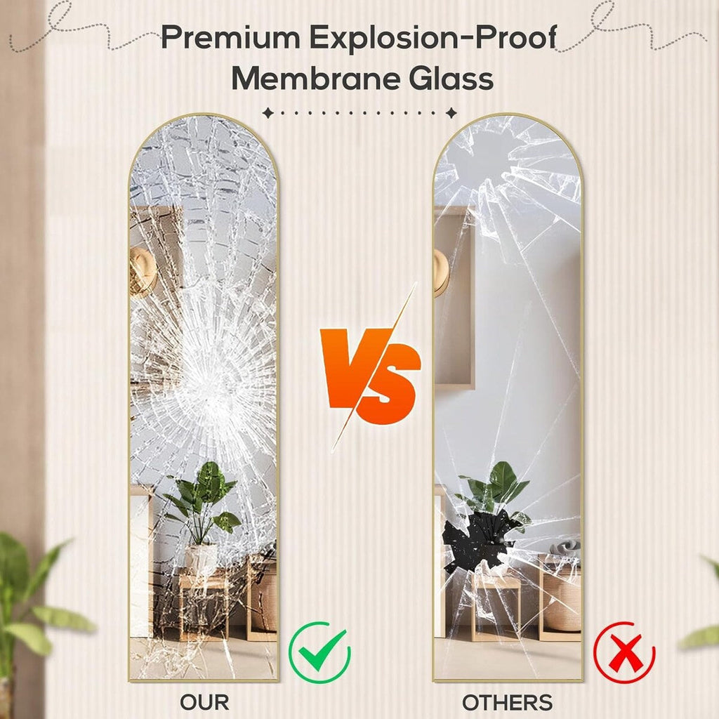 Miroir pleine longueur avec support, miroir de sol avec cadre en alliage d'aluminium pour chambre à coucher, miroir mural sur pied pour vestiaire