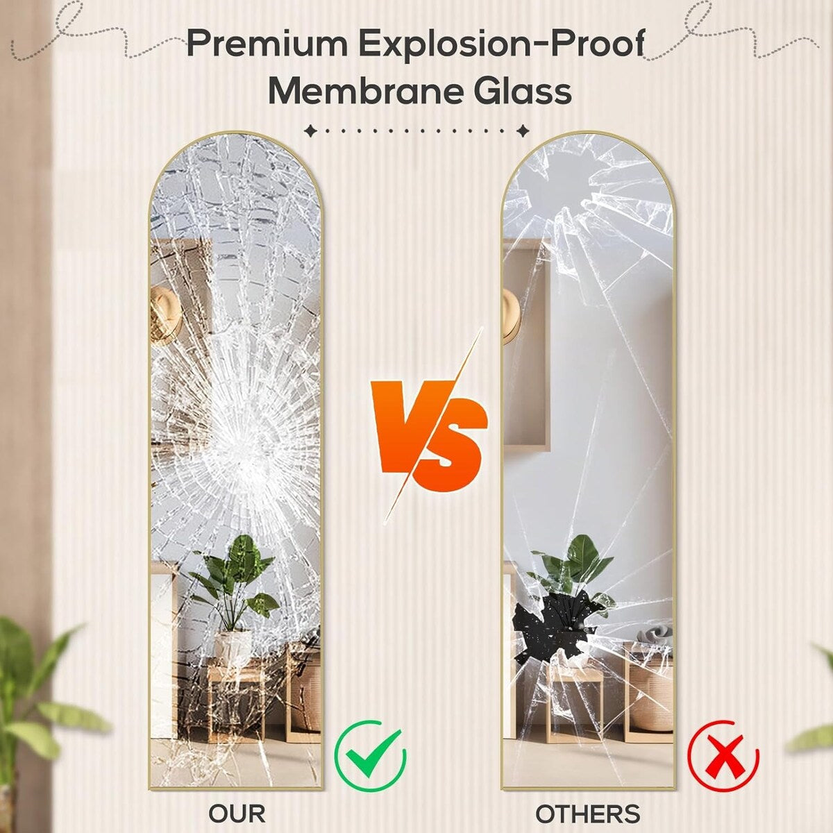Miroir pleine longueur avec support, miroir de sol avec cadre en alliage d'aluminium pour chambre à coucher, miroir mural sur pied pour vestiaire