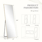 Miroir pleine longueur avec support, miroir de sol avec cadre en alliage d'aluminium pour chambre à coucher, miroir mural sur pied pour vestiaire