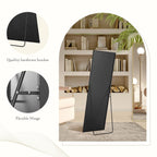 Miroir pleine longueur avec support, miroir de sol avec cadre en alliage d'aluminium pour chambre à coucher, miroir mural sur pied pour vestiaire