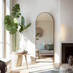 Miroir pleine longueur avec support, miroir de sol avec cadre en alliage d'aluminium pour chambre à coucher, miroir mural sur pied pour vestiaire