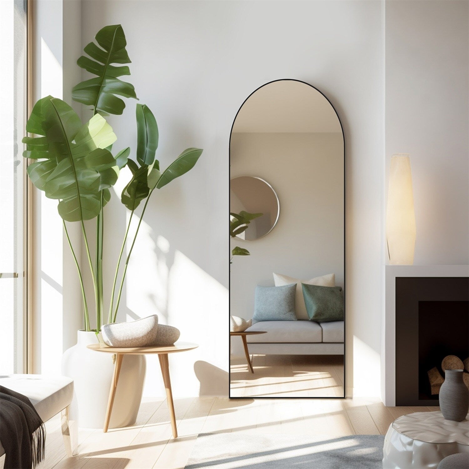 Miroir pleine longueur avec support, miroir de sol avec cadre en alliage d'aluminium pour chambre à coucher, miroir mural sur pied pour vestiaire