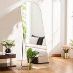 Miroir pleine longueur avec support, miroir de sol avec cadre en alliage d'aluminium pour chambre à coucher, miroir mural sur pied pour vestiaire