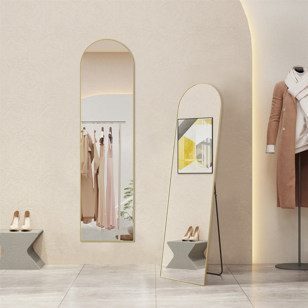 Miroir pleine longueur avec support, miroir de sol avec cadre en alliage d'aluminium pour chambre à coucher, miroir mural sur pied pour vestiaire