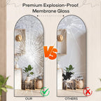 Miroir pleine longueur avec support, miroir de sol avec cadre en alliage d'aluminium pour chambre à coucher, miroir mural sur pied pour vestiaire