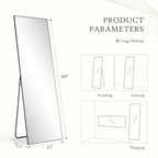 Miroir pleine longueur avec support, miroir de sol avec cadre en alliage d'aluminium pour chambre à coucher, miroir mural sur pied pour vestiaire