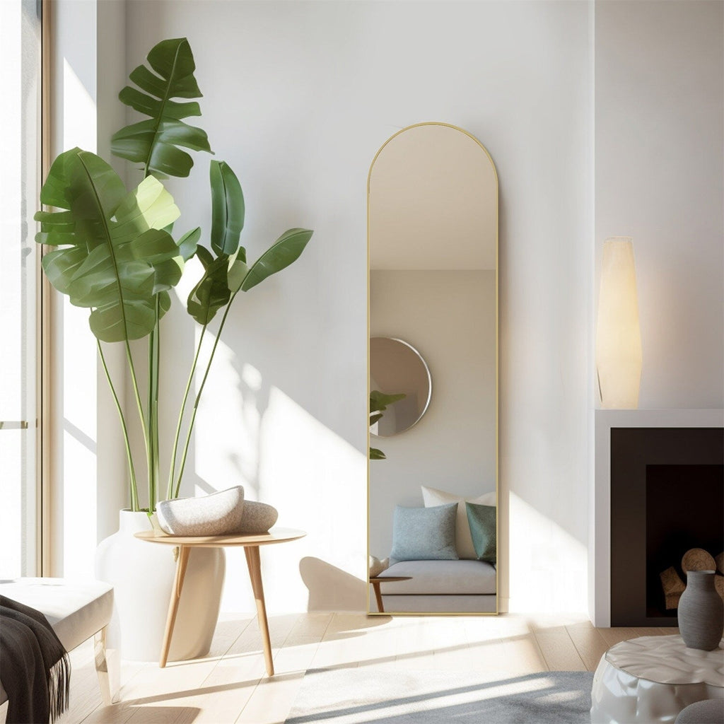 Miroir pleine longueur avec support, miroir de sol avec cadre en alliage d'aluminium pour chambre à coucher, miroir mural sur pied pour vestiaire