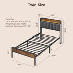 Cadre de lit plateforme en métal pour lit simple, double, queen ou king size avec tête de lit rembourrée et rangement