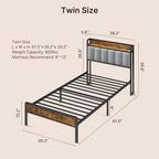 Cadre de lit plateforme en métal pour lit simple, double, queen ou king size avec tête de lit rembourrée et rangement